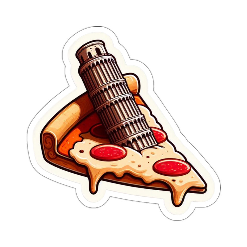 Thumbnail: Leaning Tower of Pisa Pizza Slice Foodie Vinyl Stickers, Laptop, Journal, #20