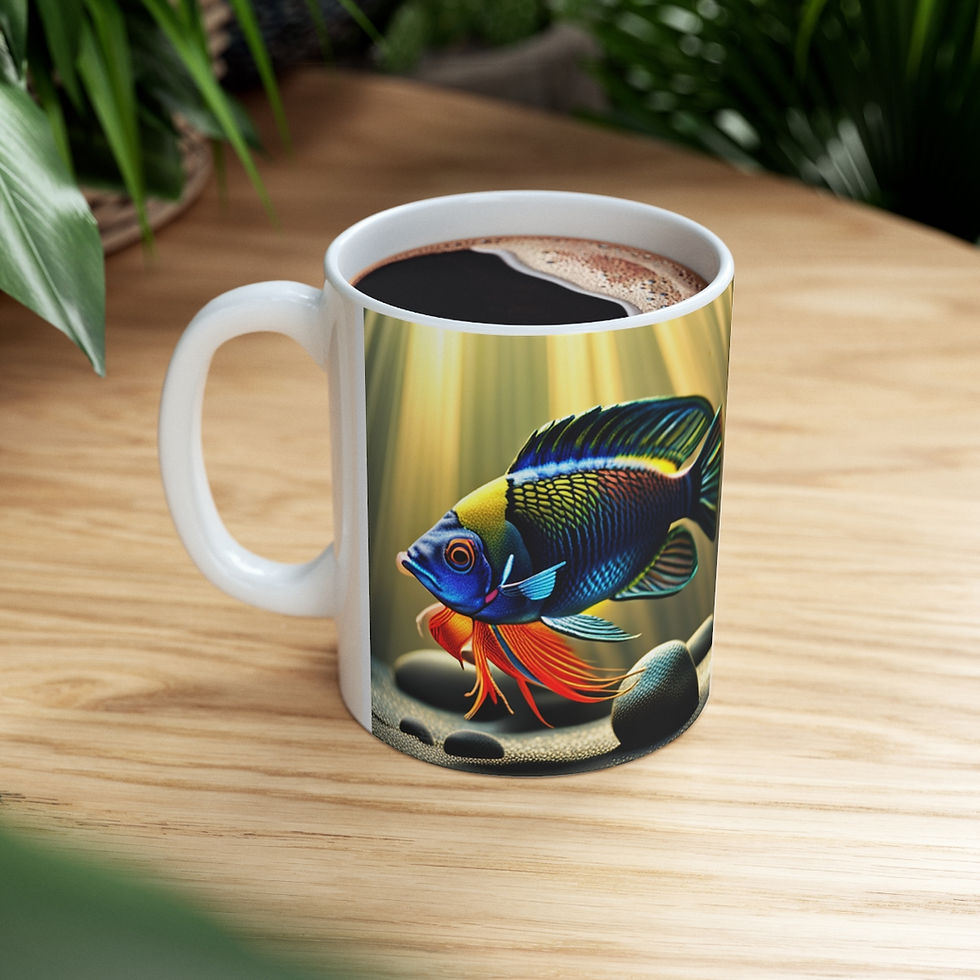Thumbnail: Blue & Gold Fish Aquatic Fantasy Mug 11oz mug Artwork