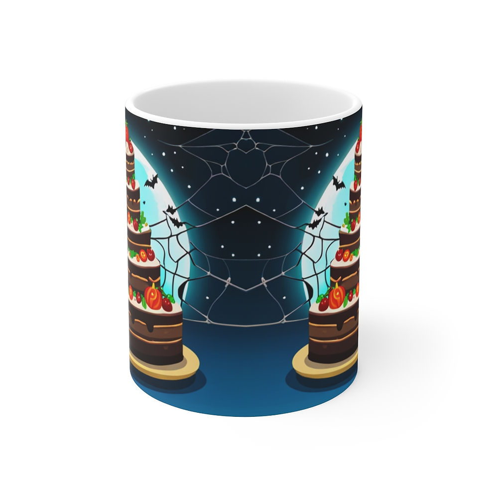 Thumbnail: Happy Spooky Halloween Cake Celebration #20 Ceramic 11oz mug Artwork