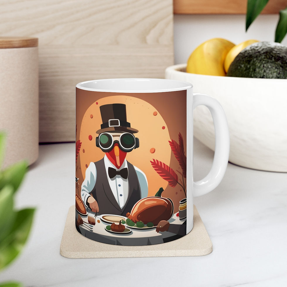 Thumbnail: Thanksgiving Moonlight Turkey Dressed Nowhere to Go 11oz Ceramic Coffee Mug