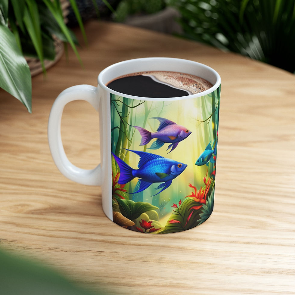 Thumbnail: Diverse Pattern of Sea Life Art  #4 11oz Ceramic Coffee Mug Decorative