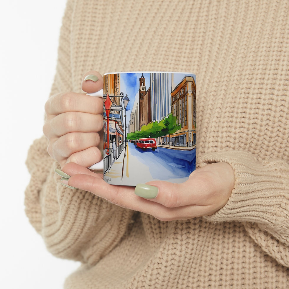 Thumbnail: At the Cafe Chicago Magnificent Mile #22 Mug 11oz AI- Unique Artwork