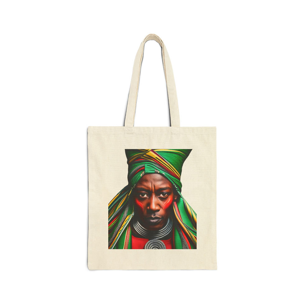 Thumbnail: African Cultural Designs Warrior King #3 100% Cotton Canvas Tote Bag 15" x 16"