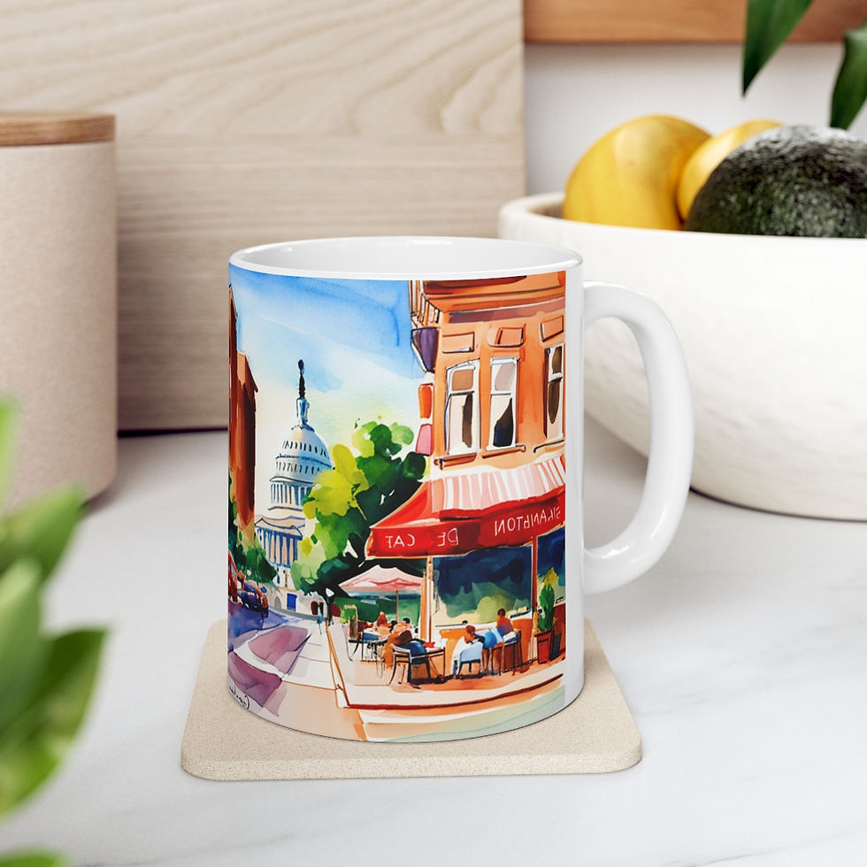 Thumbnail: At the Cafe Washington DC #41 Mug 11oz AI- Unique Artwork