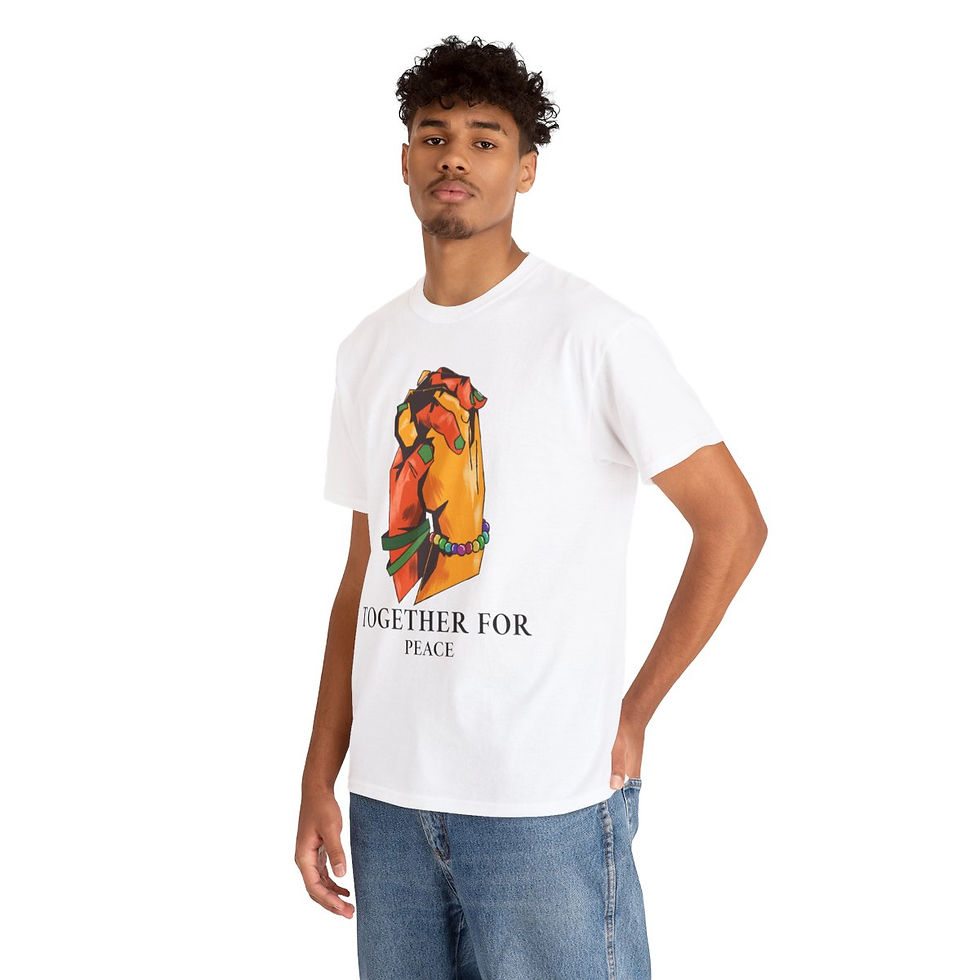 Thumbnail: Together for Peace Hands Unisex Heavy 100% Cotton T-shirt Classic Fit