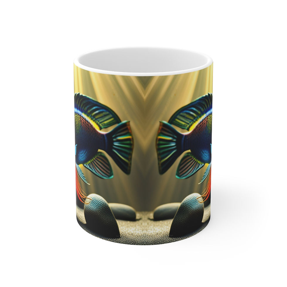 Thumbnail: Blue & Gold Fish Aquatic Fantasy Mug 11oz mug Artwork