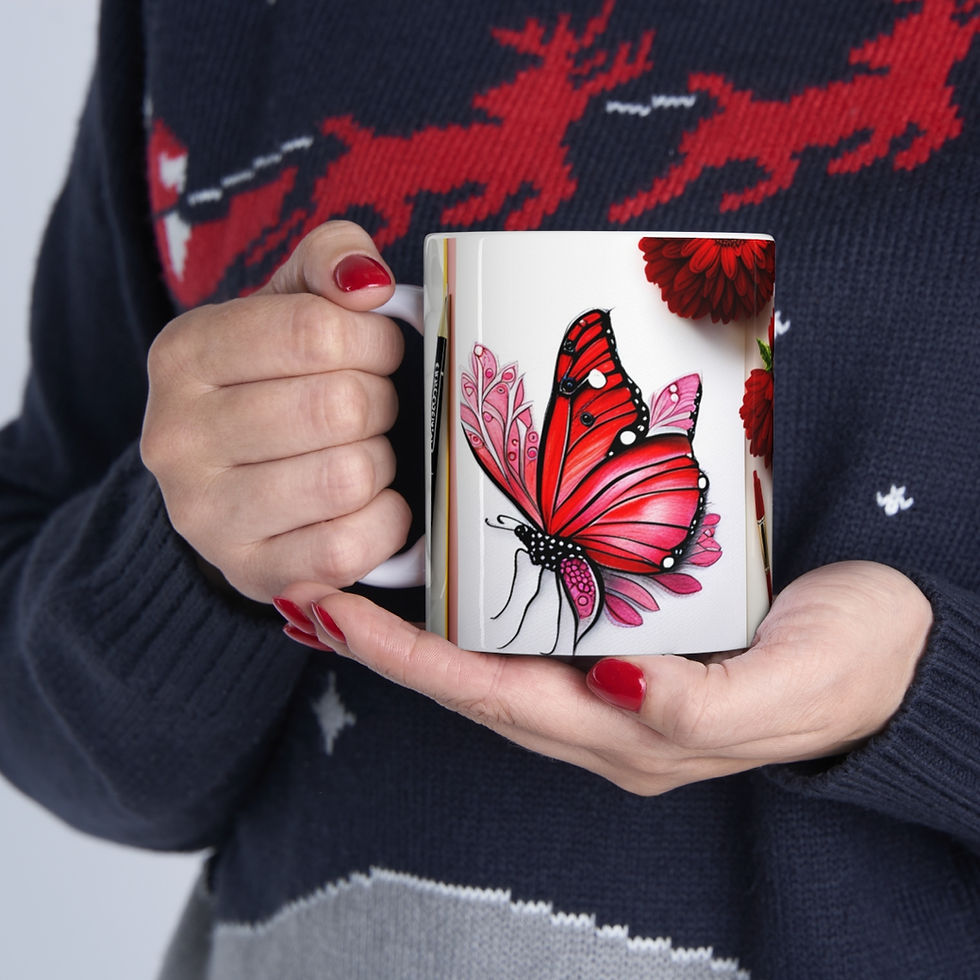 Thumbnail: July Ruby Birthday Fairies & Butterflies #3 Decorative 11oz Ceramic Coffee Mug