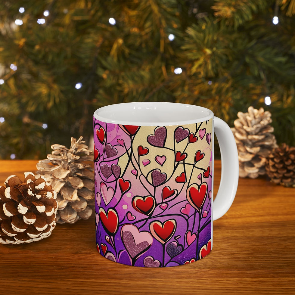 Thumbnail: Love Charming Pink Heart Collection #16 Decorative 11oz Ceramic Coffee Mug