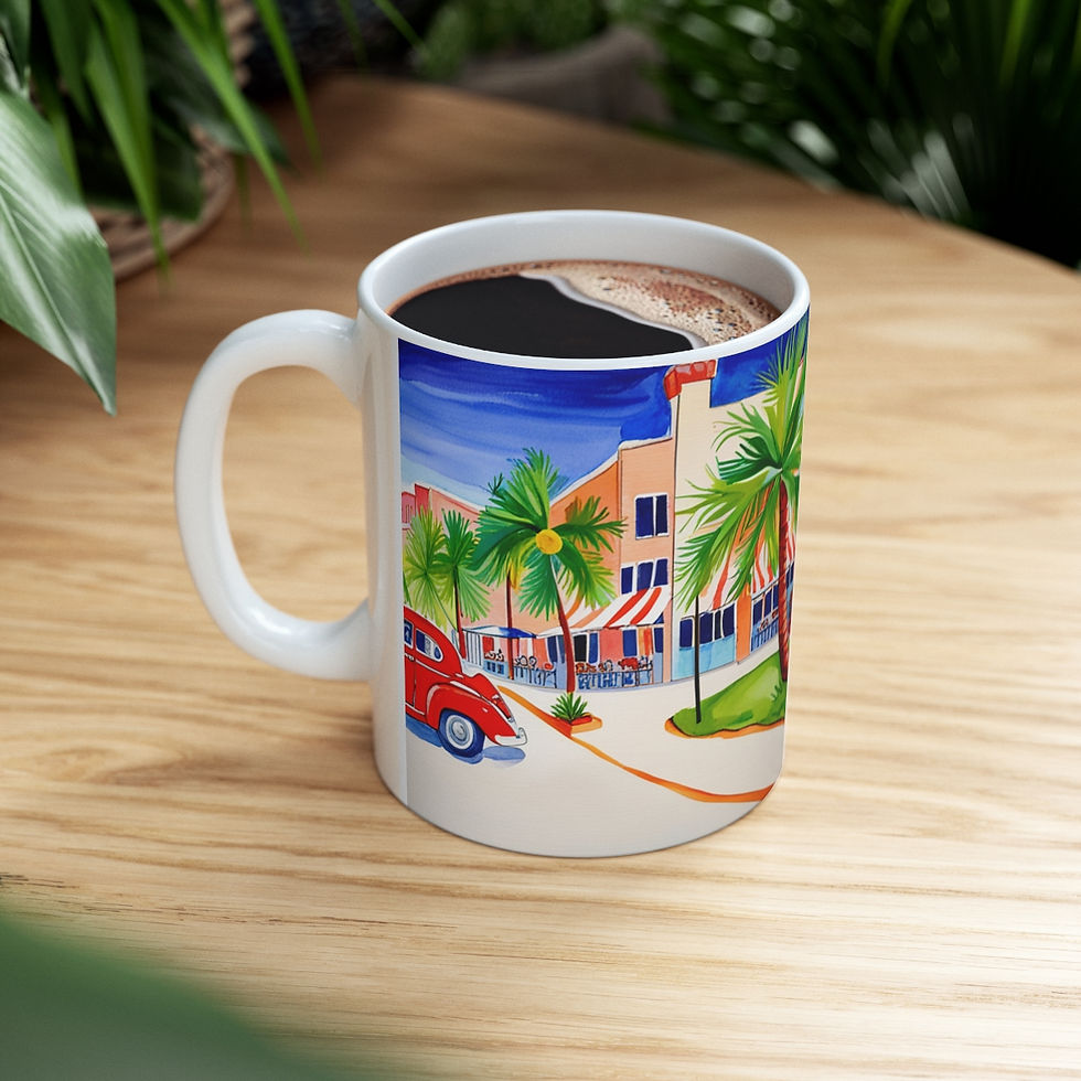 Thumbnail: At the Cafe Miami Beach #29 Mug 11oz AI- Unique Artwork
