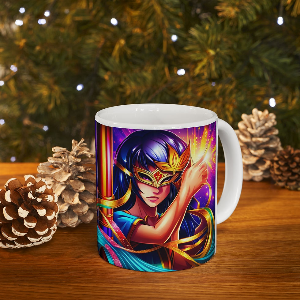 Thumbnail: Mardi Gras Mask Ribbon #2 Mug  AI- Unique Artwork 11oz mug