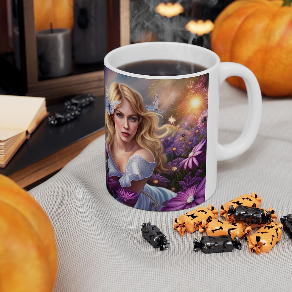 Thumbnail: April Diamond Birthday Fairies & Butterflies #2 11oz Ceramic Coffee Mug