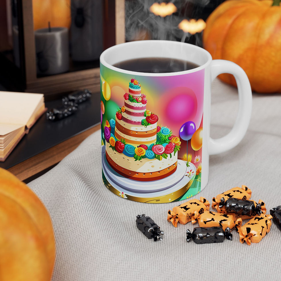 Thumbnail: Happy Birthday Rainbow Cake Celebration #30 Ceramic 11oz Mug Artwork