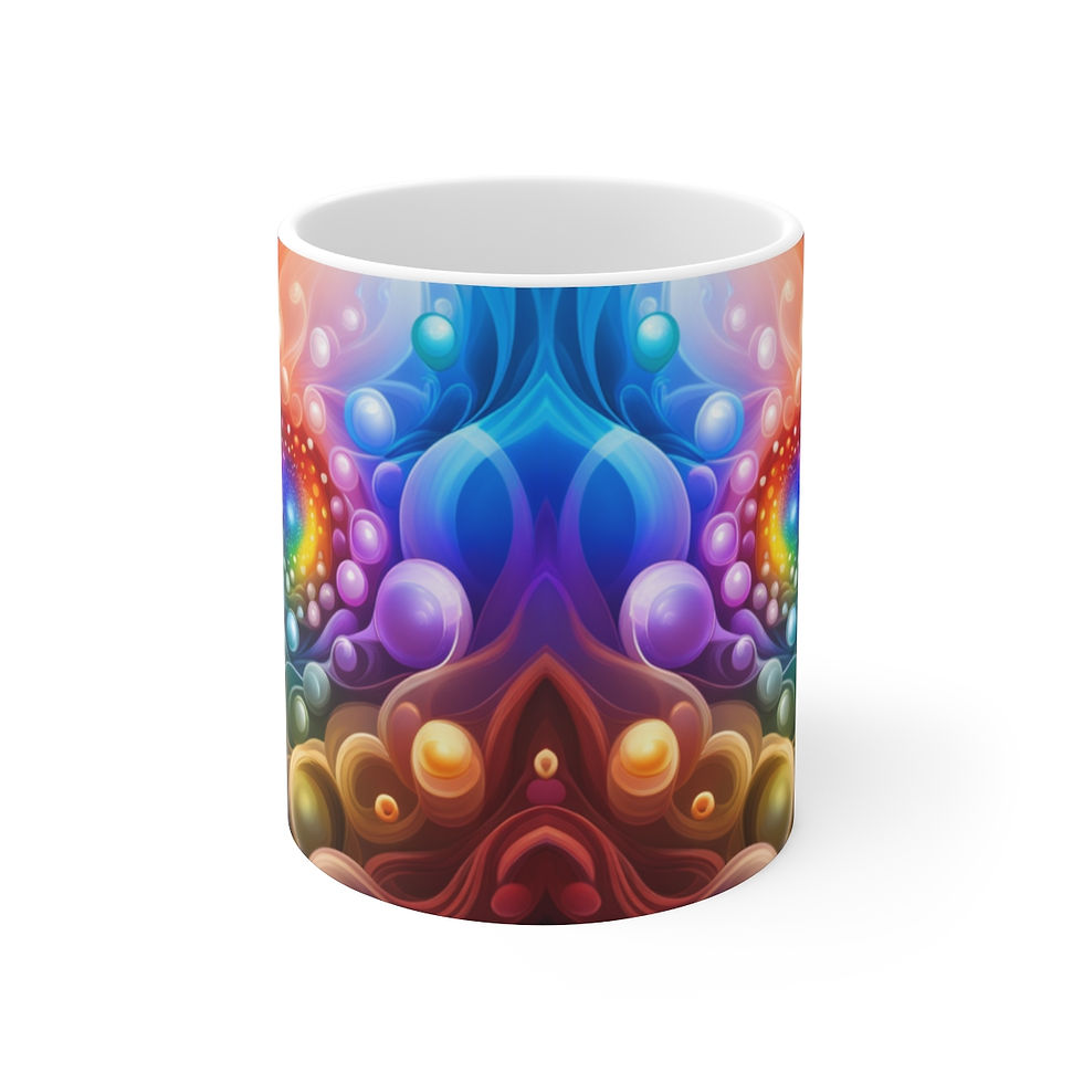 Thumbnail: Color Fusion Liquid Bubbles in Motion #1 Decorative 11oz Ceramic Coffee Mug