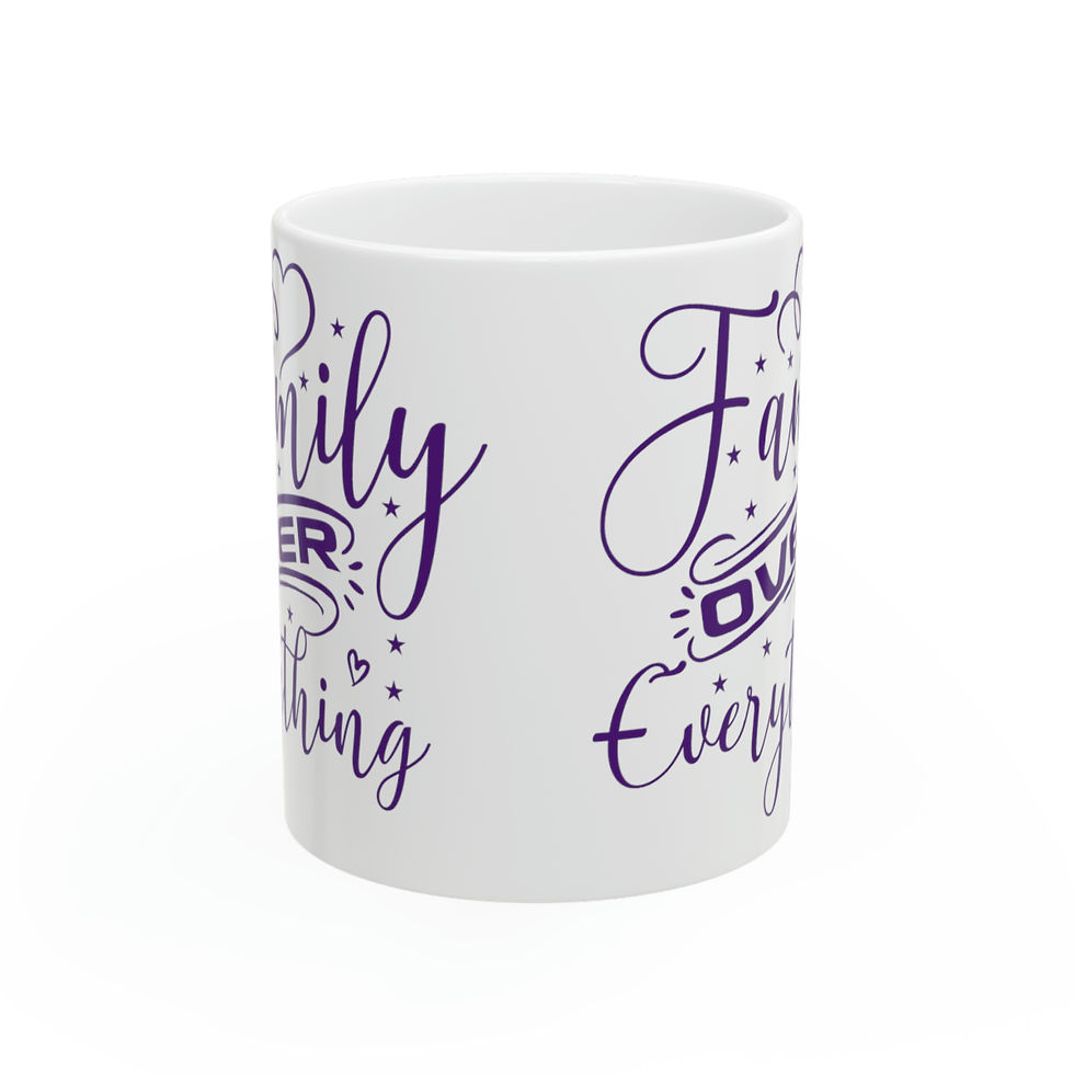 Thumbnail: Family Over Everything Purple 11oz Ceramic Mug Design Tableware