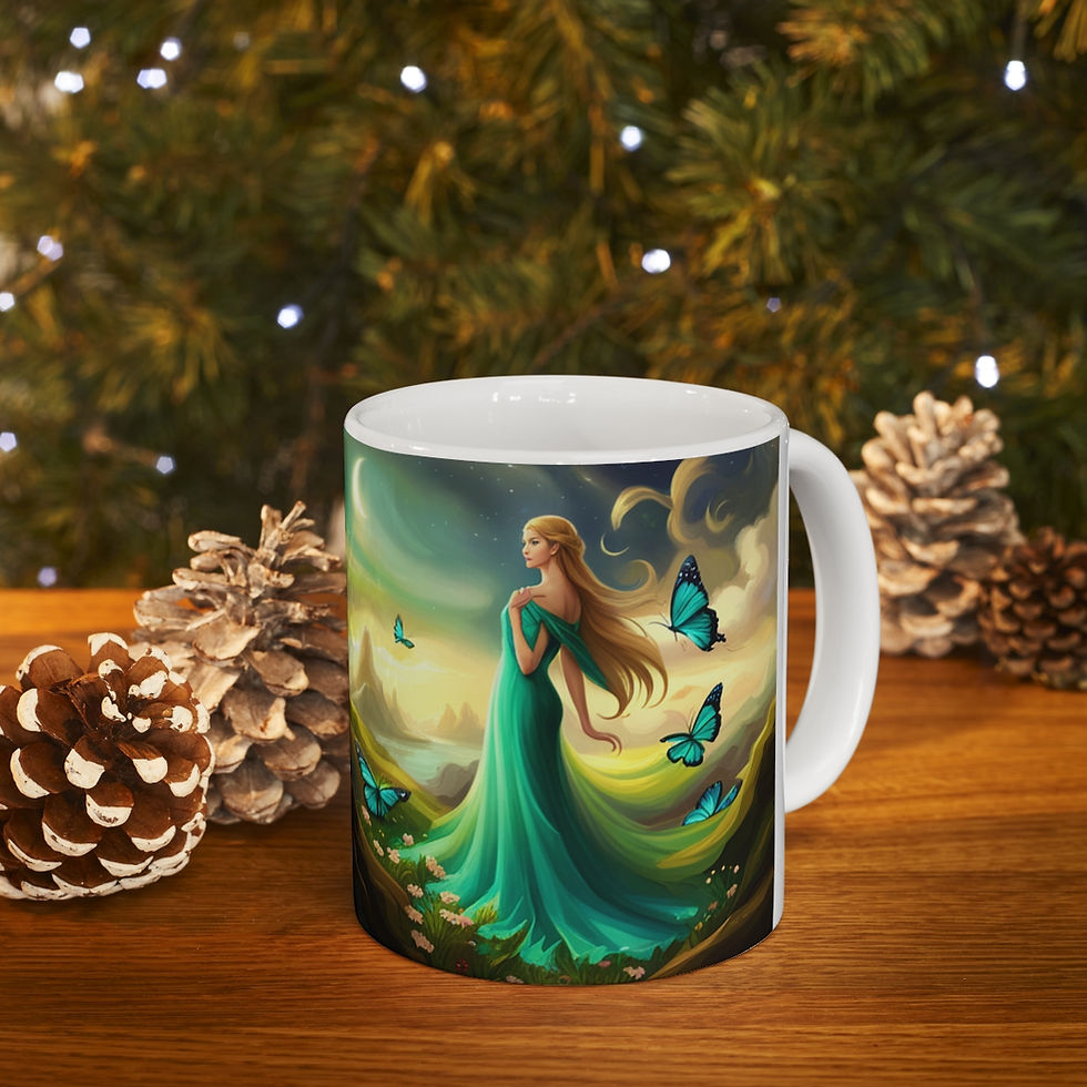 Thumbnail: May Emerald Birthday Fairies & Butterflies #3 Decorative 11oz Ceramic Coffee Mug