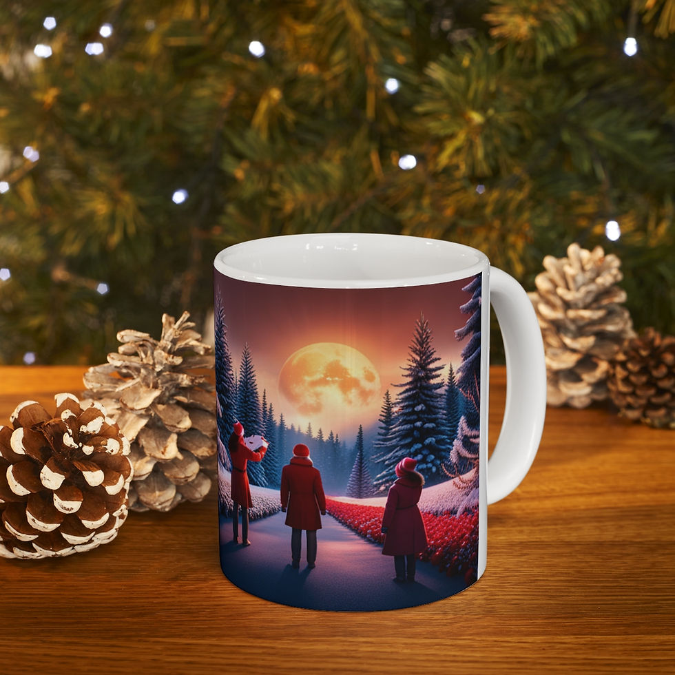 Thumbnail: Winter Scene That time of Year caroling  #1 Mug 11oz mug AI- Unique Artwork