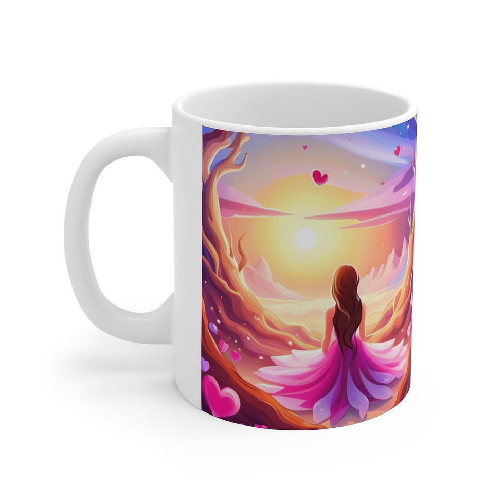 Thumbnail: Love Charming Pink Heart Collection #9 Decorative 11oz Ceramic Coffee Mug