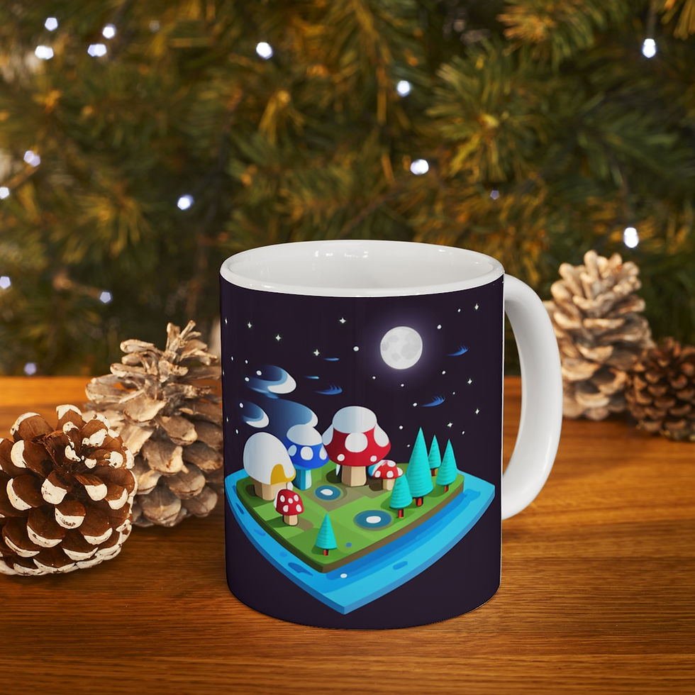 Thumbnail: Lunar Full Moon Mushroom Planet Fantasy Air #4 Ceramic Mug 11oz Artwork