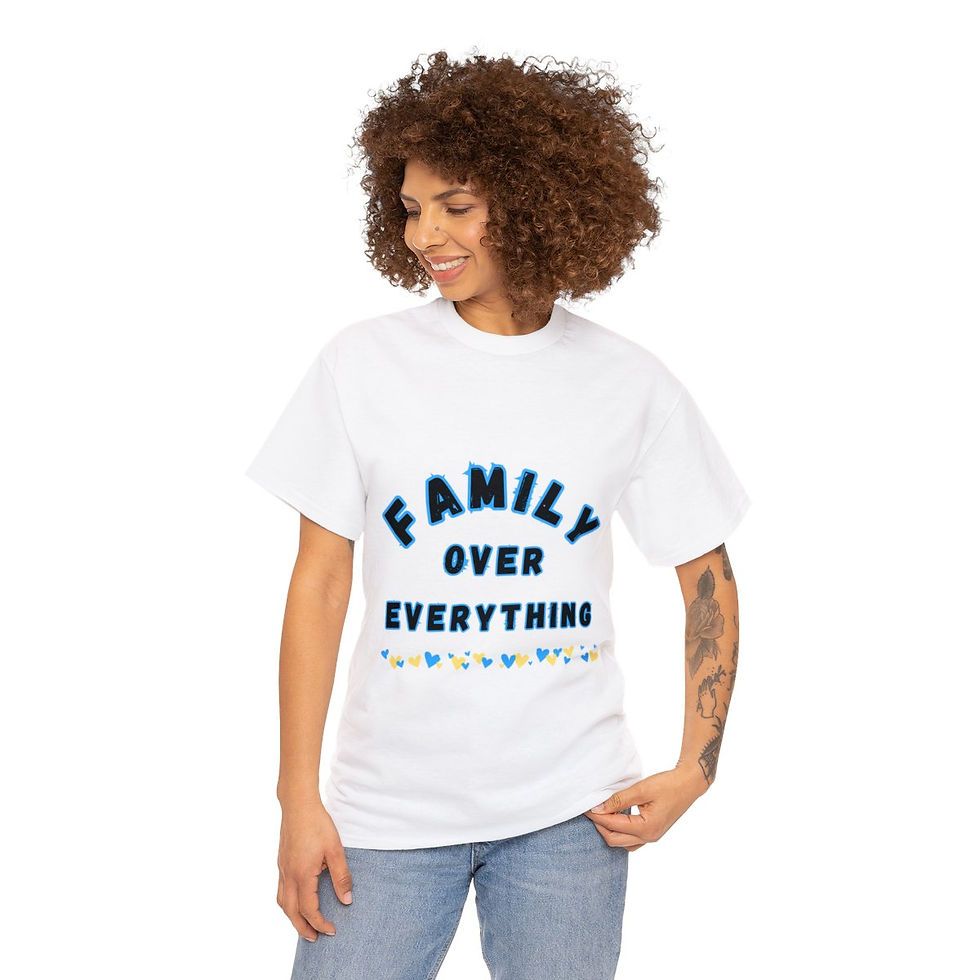 Thumbnail: Muse Wearable Blue Border Family Over Everything Unisex Cotton Crewneck T-Shirt