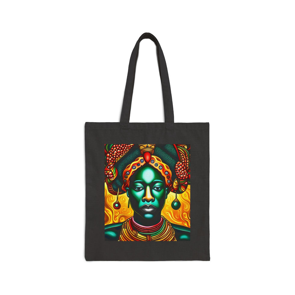 Thumbnail: African Cultural Designs Warrior King #11 100% Cotton Canvas Tote Bag 15" x 16"