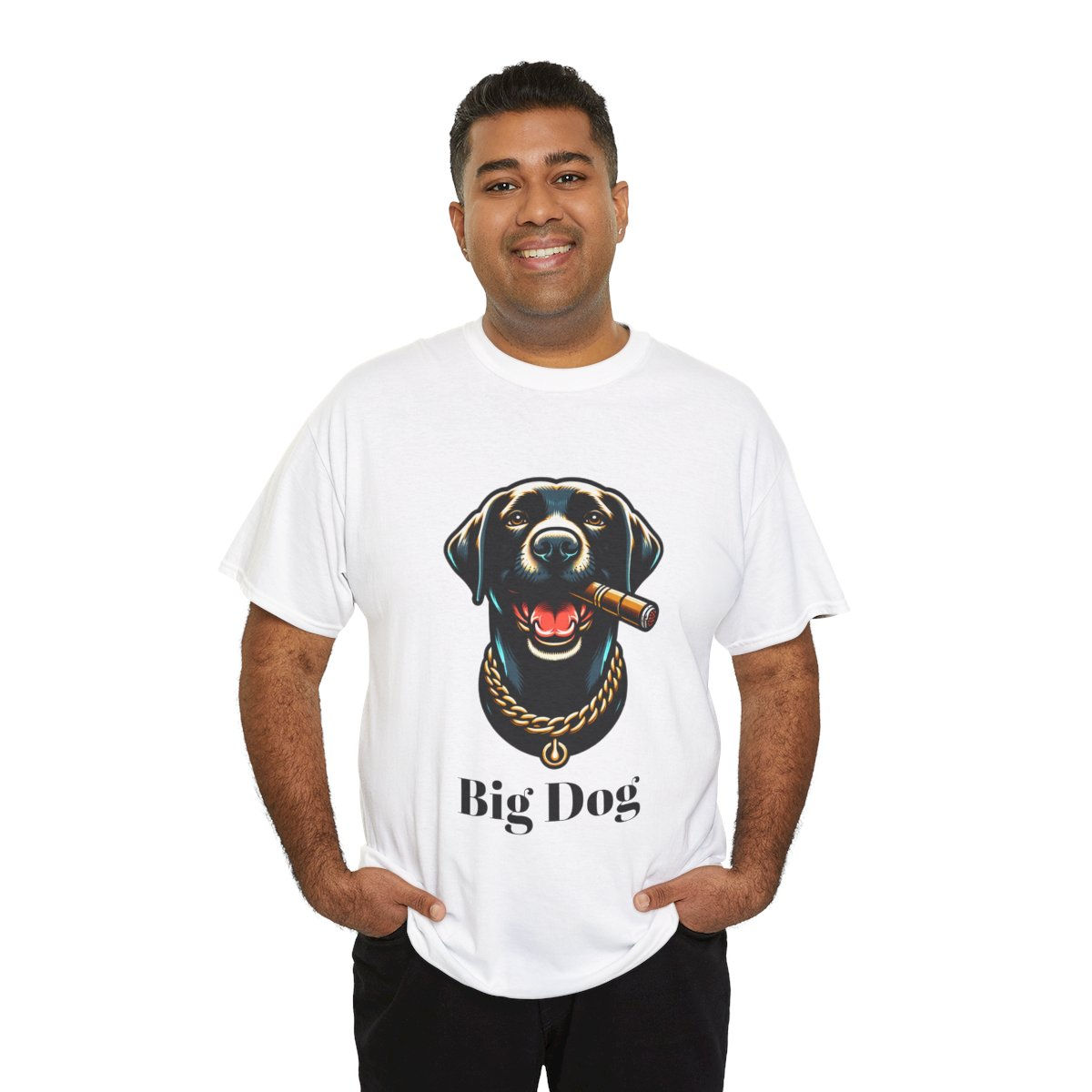 Big Dog Black Labrador Shirt, The Dog Life Black Labrador Cigar Gold Chain 