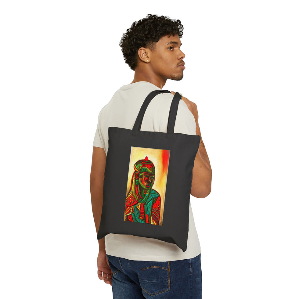 Thumbnail: African Cultural Designs Warrior King #10 100% Cotton Canvas Tote Bag 15" x 16"