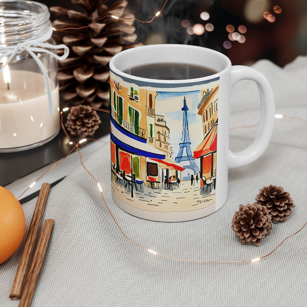 Thumbnail: At the Cafe Paris France #1 Mug 11oz AI- Unique Artwork