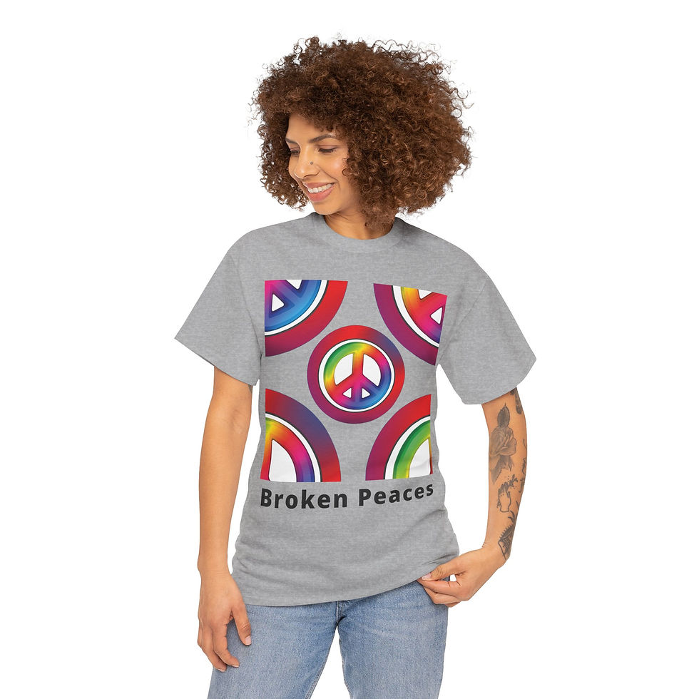 Thumbnail: Broken Peaces Sign Symbol Unisex Heavyweight 100% Cotton T-Shirt