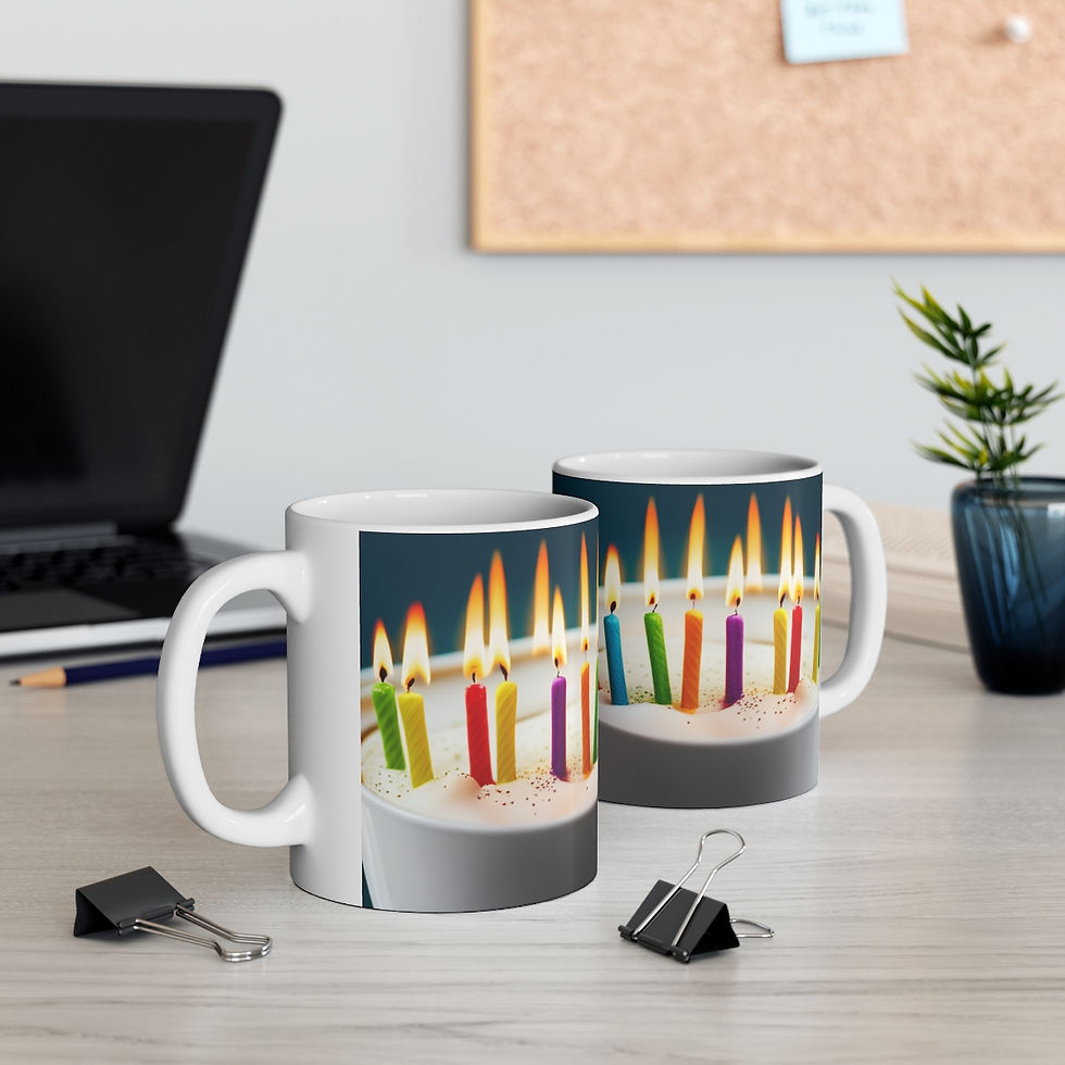 Thumbnail: Happy Birthday Candles #12 Ceramic 11oz Mug AI- Unique Artwork