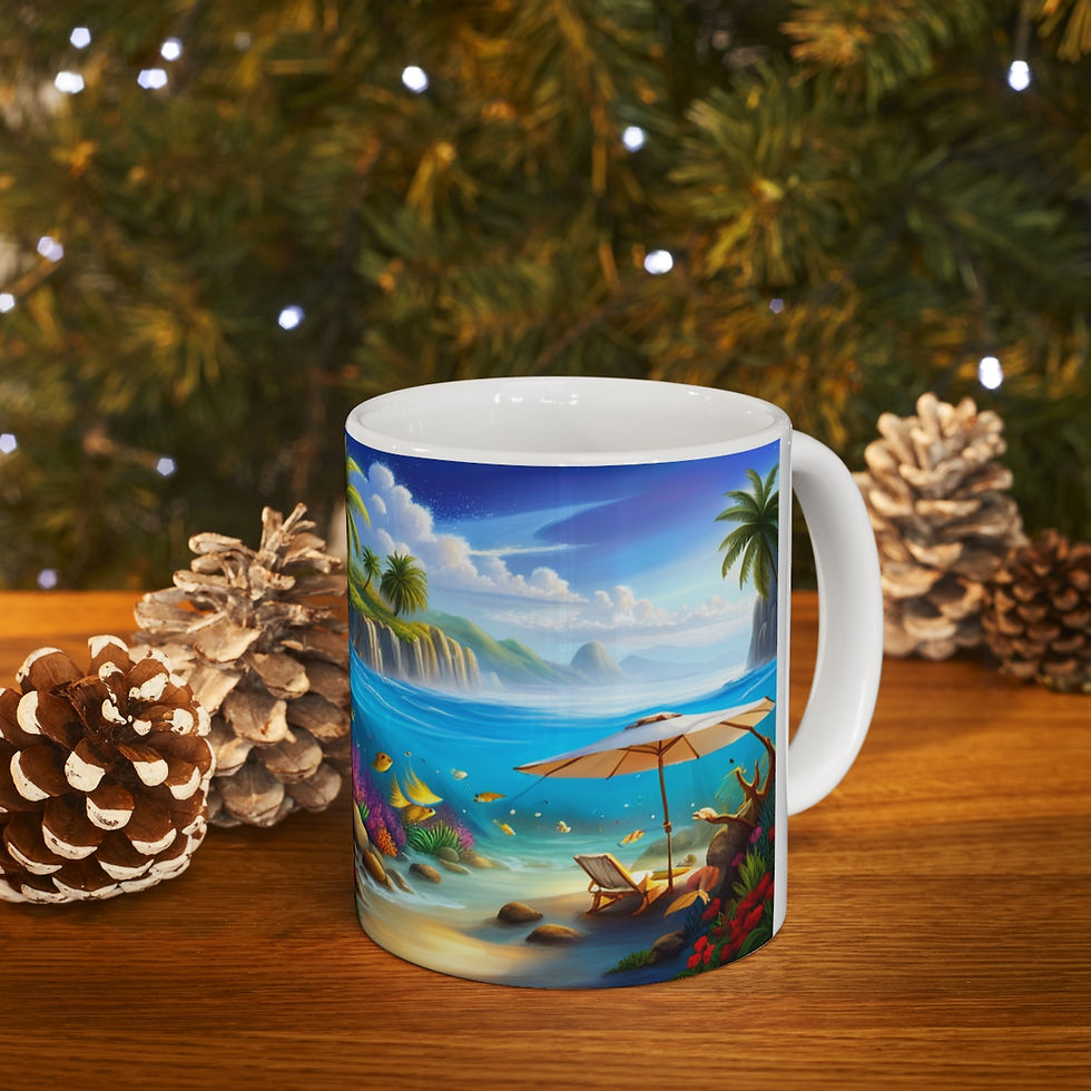 Thumbnail: Tropical Beach Paradise #3 Mug 11oz mug AI- Unique Artwork