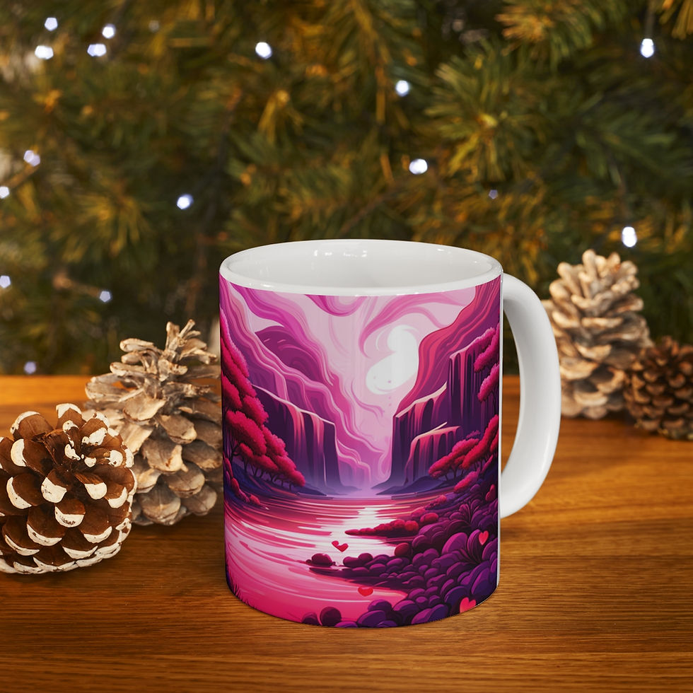 Thumbnail: Love Charming Pink Heart Collection #2 Decorative 11oz Ceramic Coffee Mug