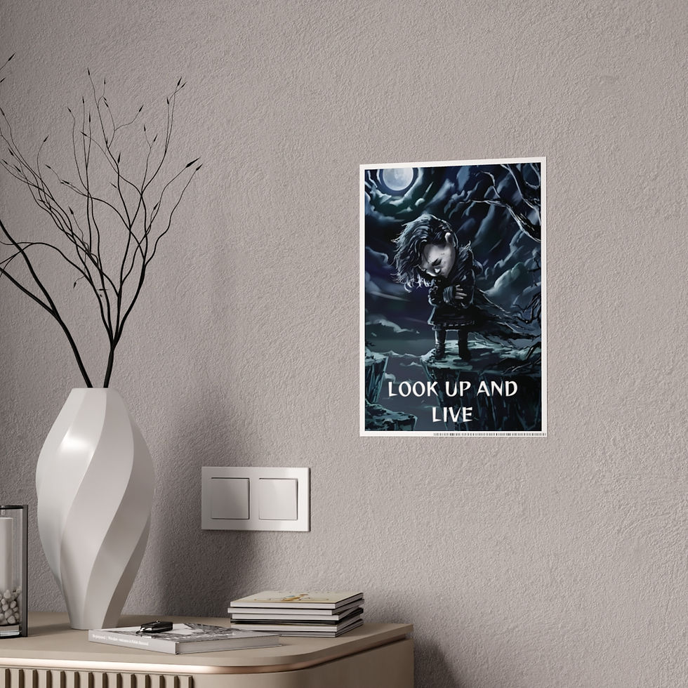 Thumbnail: Motivational Look Up & Live Dark Fantasy Gloss Posters #18