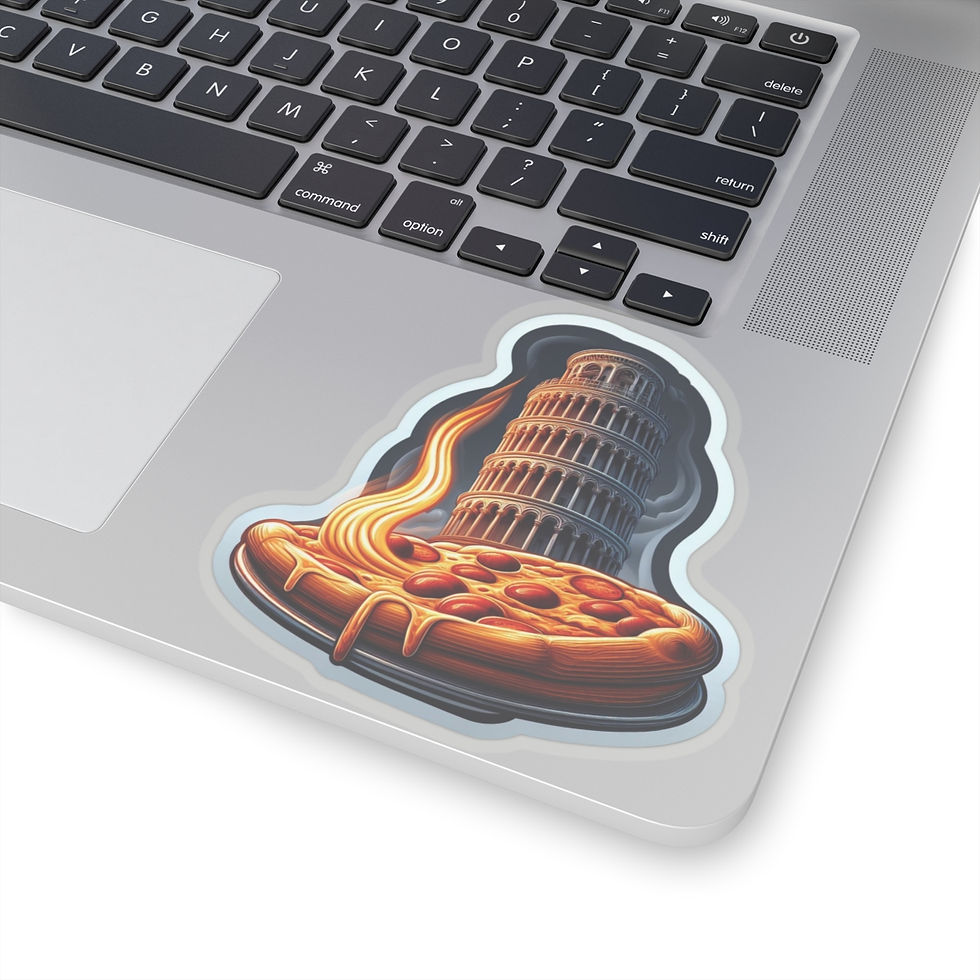 Thumbnail: Leaning Tower of Pisa Pizza Slice Foodie Vinyl Stickers, Laptop, Journal, #25