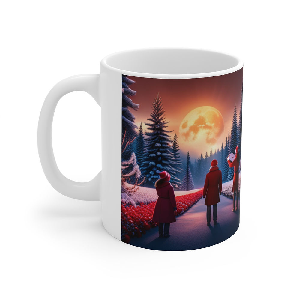 Thumbnail: Winter Scene That time of Year caroling  #1 Mug 11oz mug AI- Unique Artwork