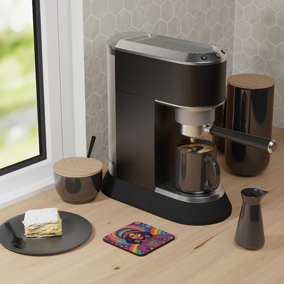 Thumbnail: Retro 60's Psychedelic #37 Hardboard Back AI-Enhanced Beverage Coasters