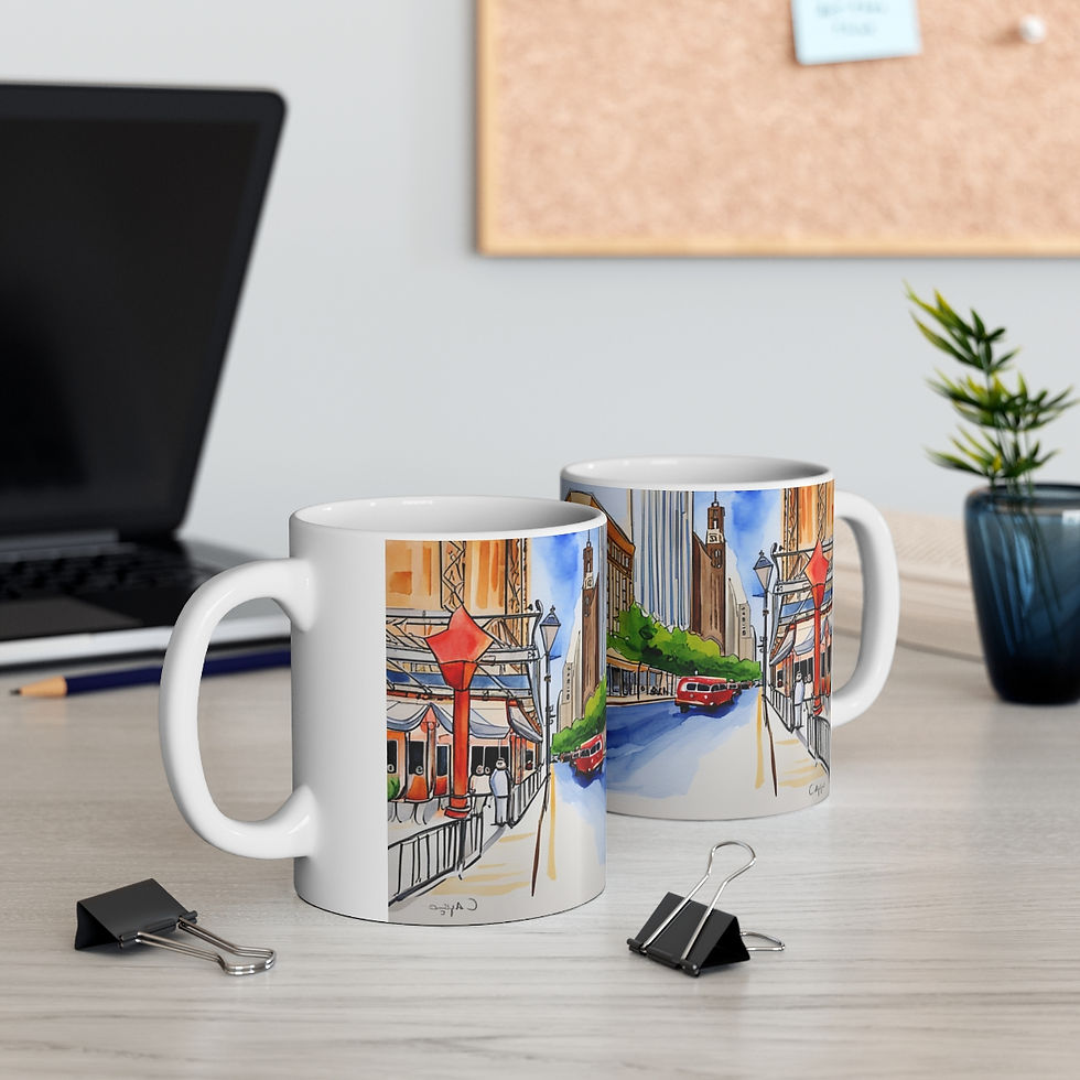 Thumbnail: At the Cafe Chicago Magnificent Mile #22 Mug 11oz AI- Unique Artwork
