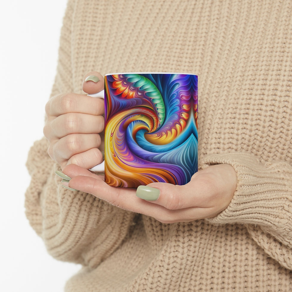 Thumbnail: Tie-Dye Tidal Wave Swirls & Ripples Ceramic 11oz Decorative Coffee Mug