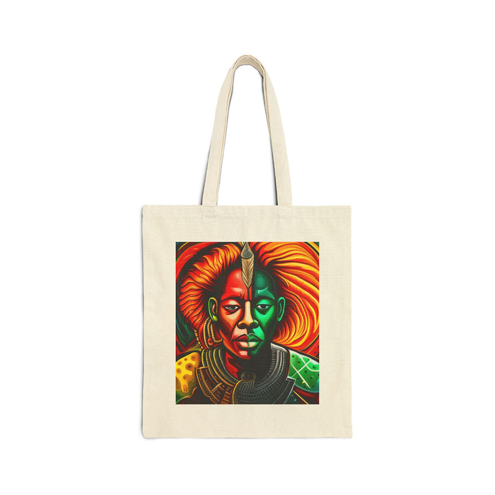 Thumbnail: African Cultural Designs Warrior King #12 100% Cotton Canvas Tote Bag 15" x 16"