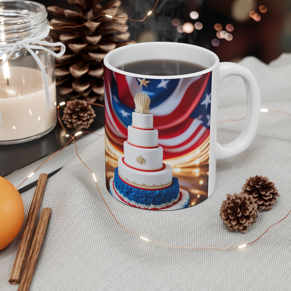 Thumbnail: Happy 4th of July Cake Celebration #10 Ceramic 11oz mug AI- Unique Artwork