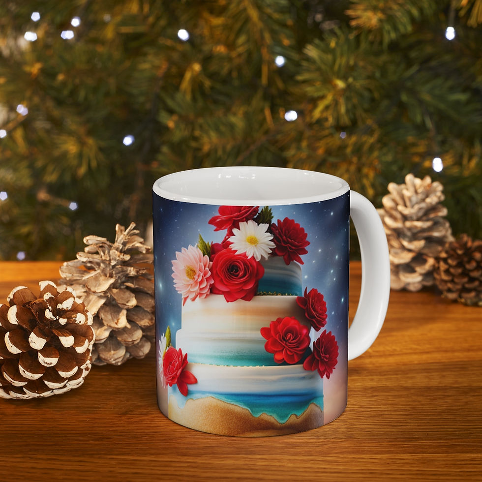 Thumbnail: Happy 4th of July Cake Celebration #11 Ceramic 11oz mug AI- Unique Artwork