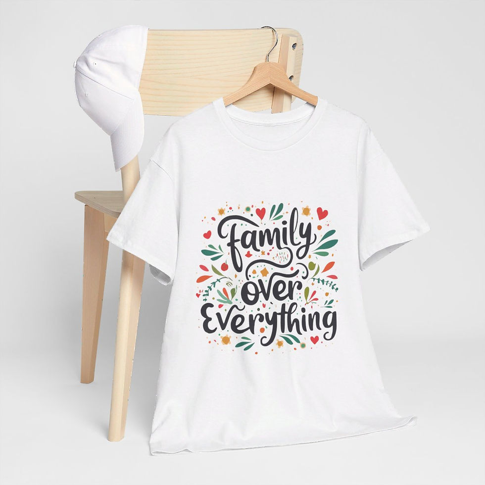 Thumbnail: Family Over Everything Tee, Funny Fancy Floral Splash Shirt, Cute Graphic Tee