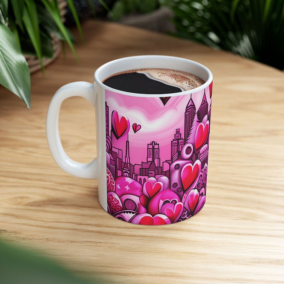 Thumbnail: Love Charming Pink Heart Collection #14 Decorative 11oz Ceramic Coffee Mug
