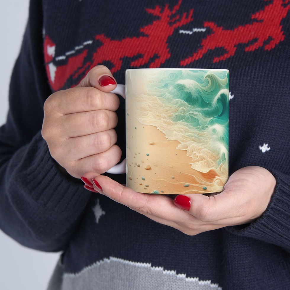 Thumbnail: Tropical Beach Waves Ceramic Coffee Mug, (11oz, 15oz) #2