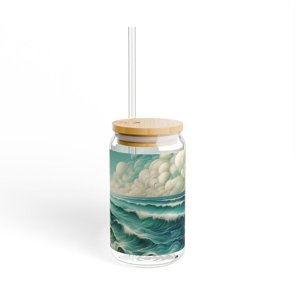 Thumbnail: Tropical Beach Waves Sipper Glass, 16oz with Lid and Straw #3