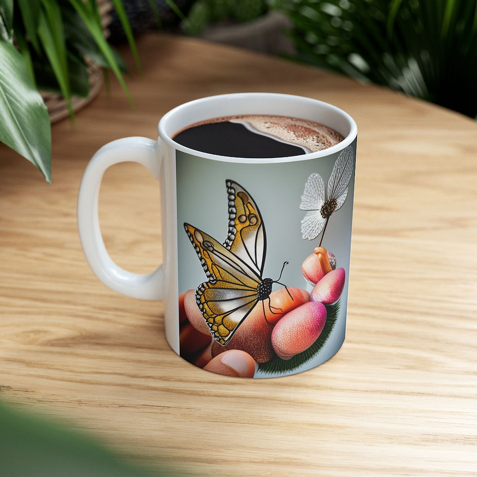 Thumbnail: April Diamond Birthday Fairies & Butterflies #3 11oz Ceramic Coffee Mug