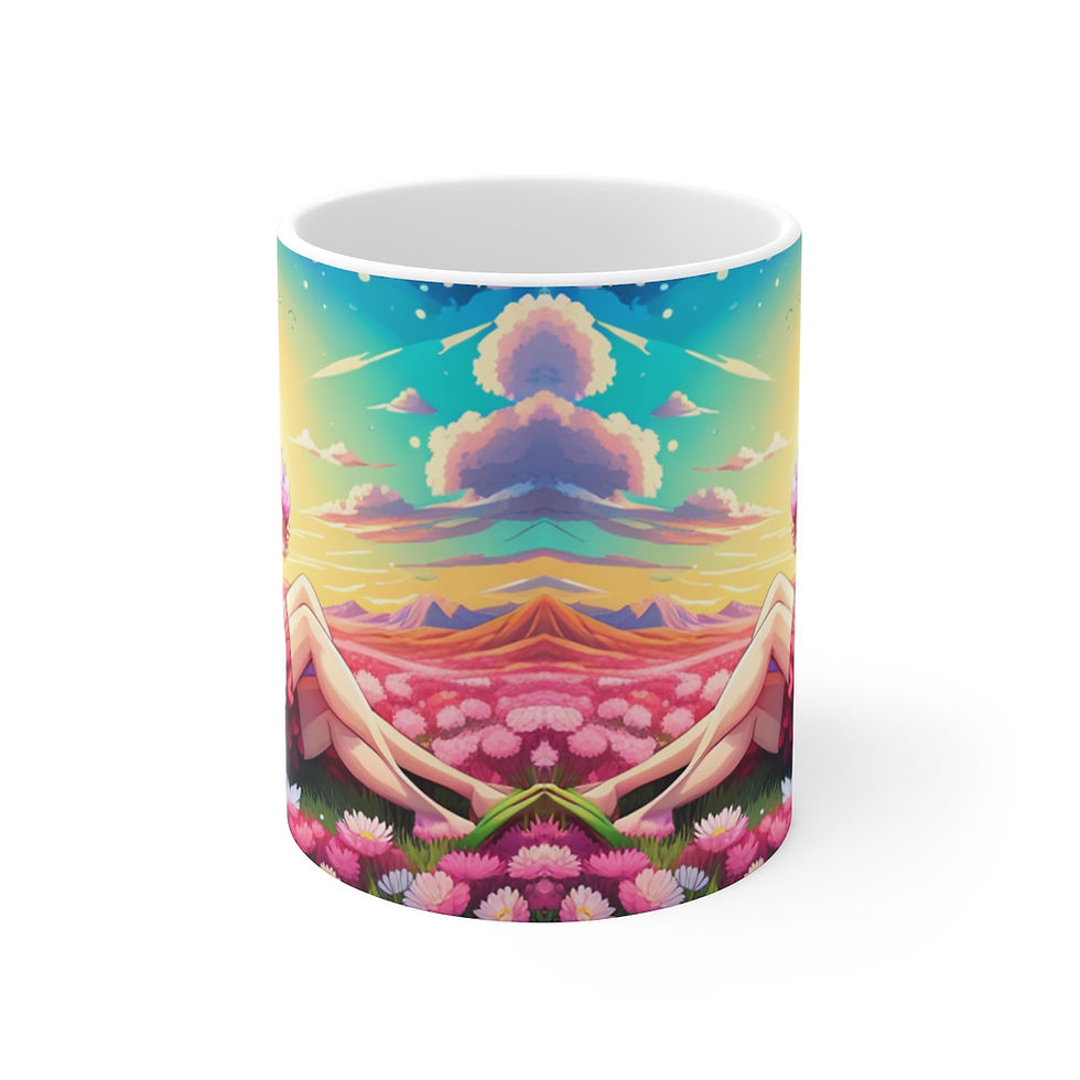 Thumbnail: Good Vibes Cute Llama Funny #4 Ceramic 11oz Mug AI- Unique Artwork