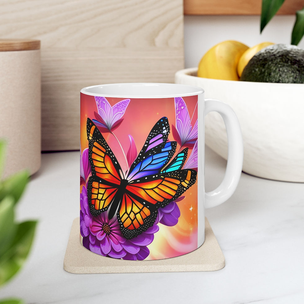 Thumbnail: Colorful Monarch Butterflies #3 Mug 11oz mug AI- Unique Artwork