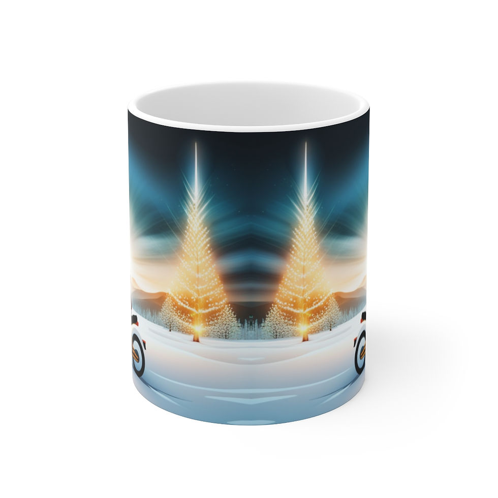Thumbnail: Here Comes Motorcycling Santa 11 oz Ceramic Mug Package Delivery #1 Artwork