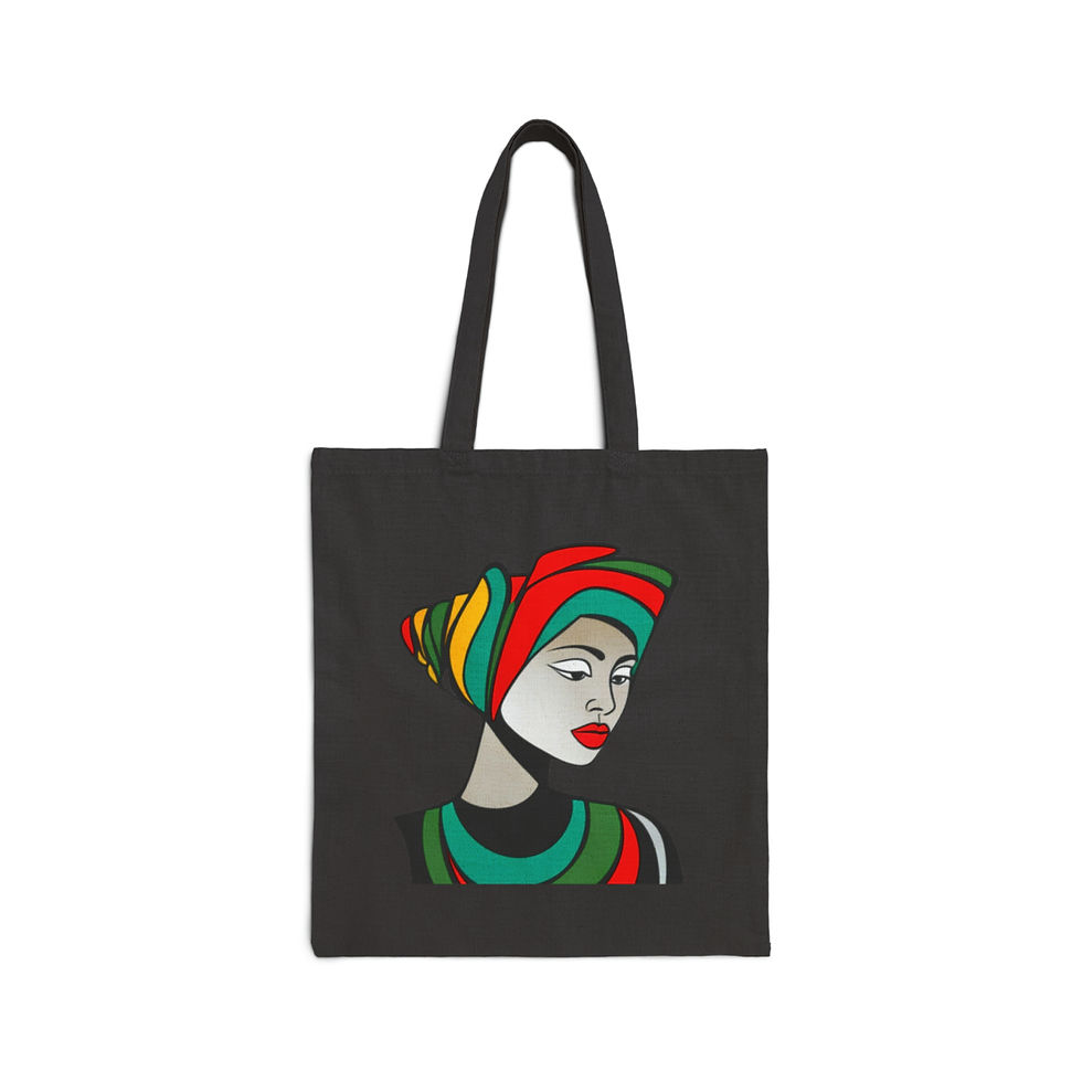 Thumbnail: African Cultural Designs Queen Mother #9 100% Cotton Canvas Tote Bag 15" x 16"
