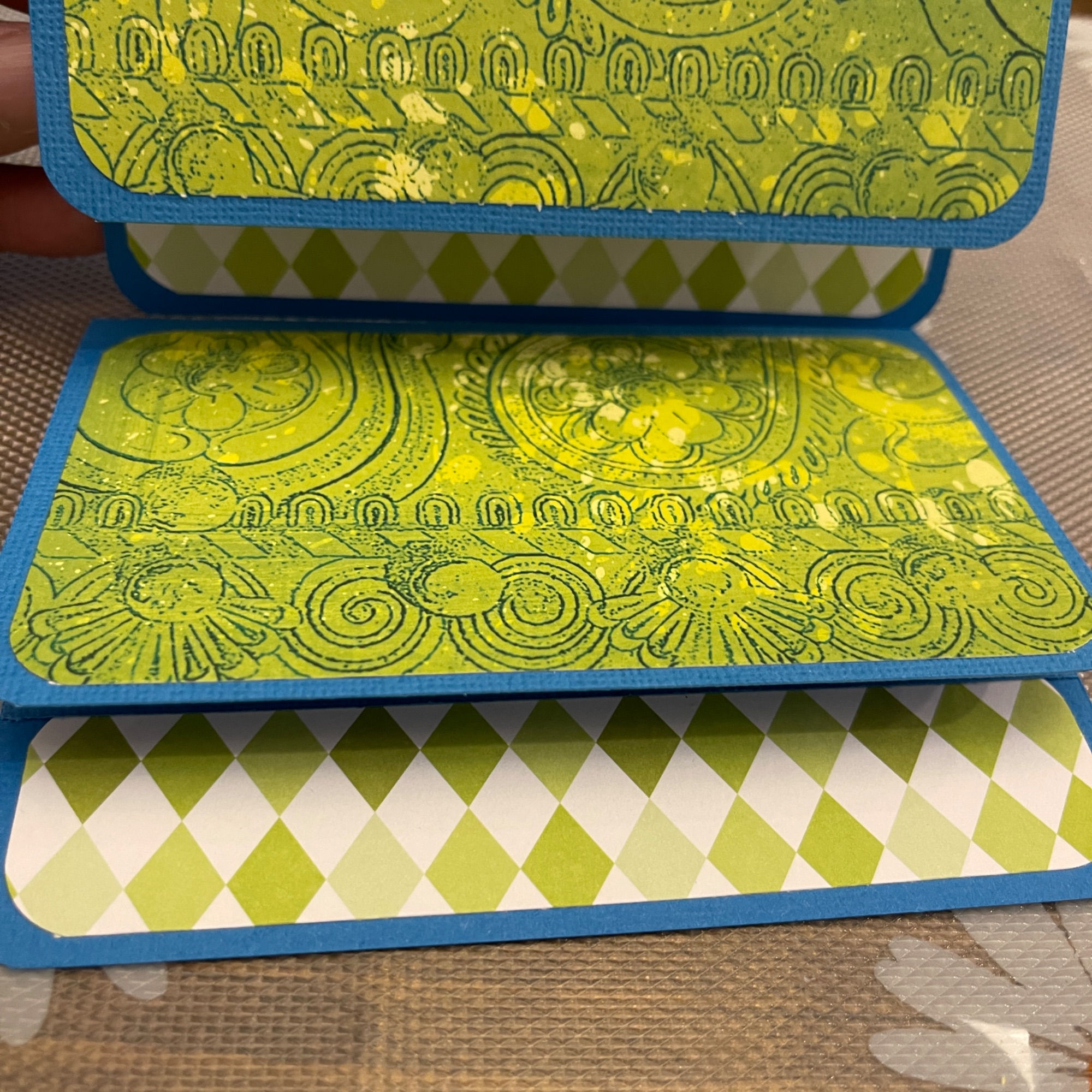 Batik Floral & Diamonds Turquoise Unique Handmade Greeting Cards & Notecards